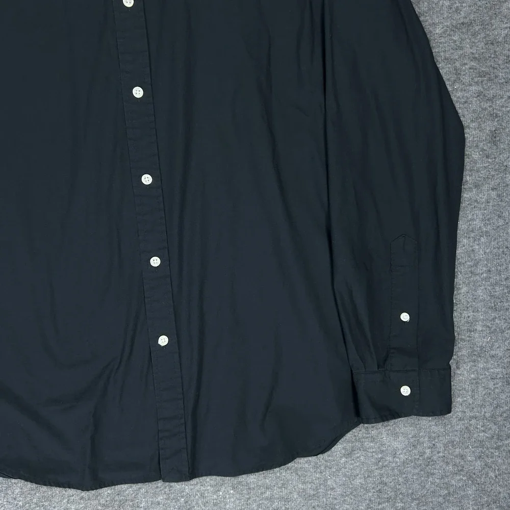 Polo Ralph Lauren Shirt Mens L Black Solid Slim fit Stretch Poplin Preppy